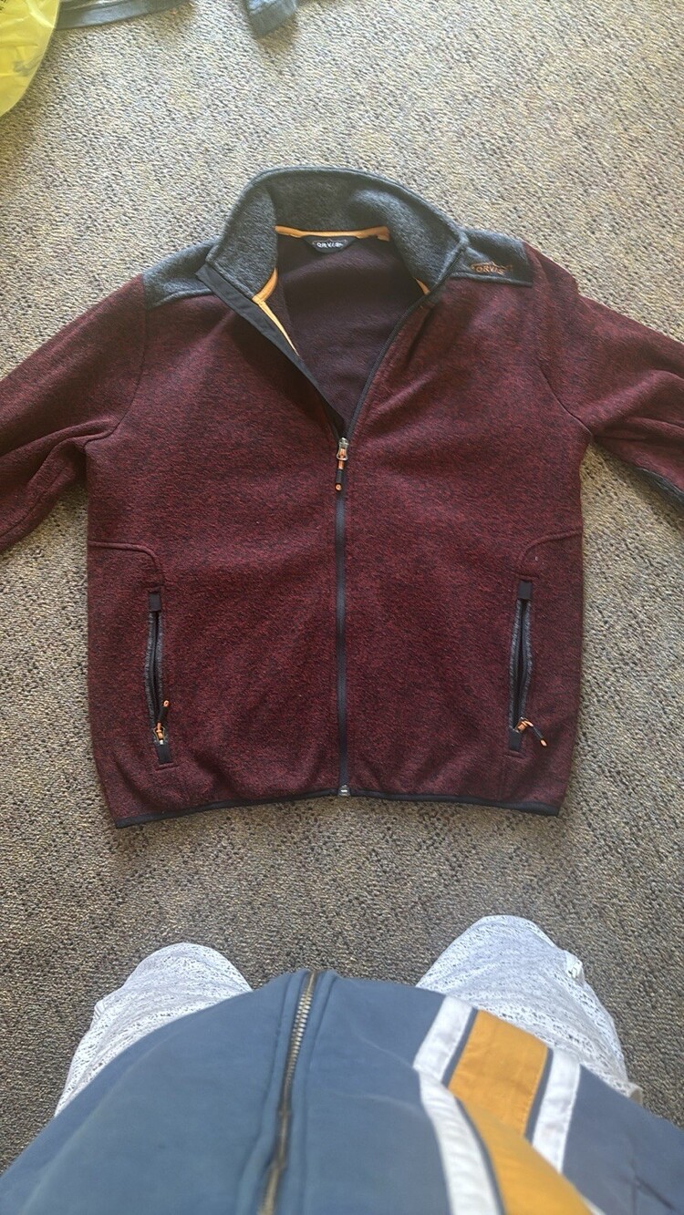 Orvis Sweater Men’s Large Red Wool Full Zip Elbow Patch